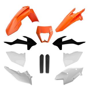 PLASTICS KIT KTM EXC/EXC-F 17-19 OR/WH/BK