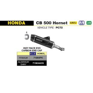 ARROW SLIPON HON CB500/NX500 INDY RACE EVO DARK ALUM WITH C/FIBRE END CAP