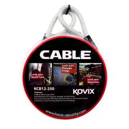 LOCK CABLE KOVIX PLASTIC COATED BRAIDED 12mm - 2500mm