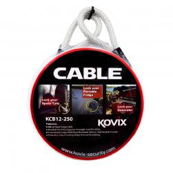 LOCK CABLE KOVIX PLASTIC COATED BRAIDED 12mm - 2500mm